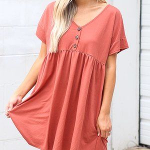Babydoll Dress in Rust; NWT